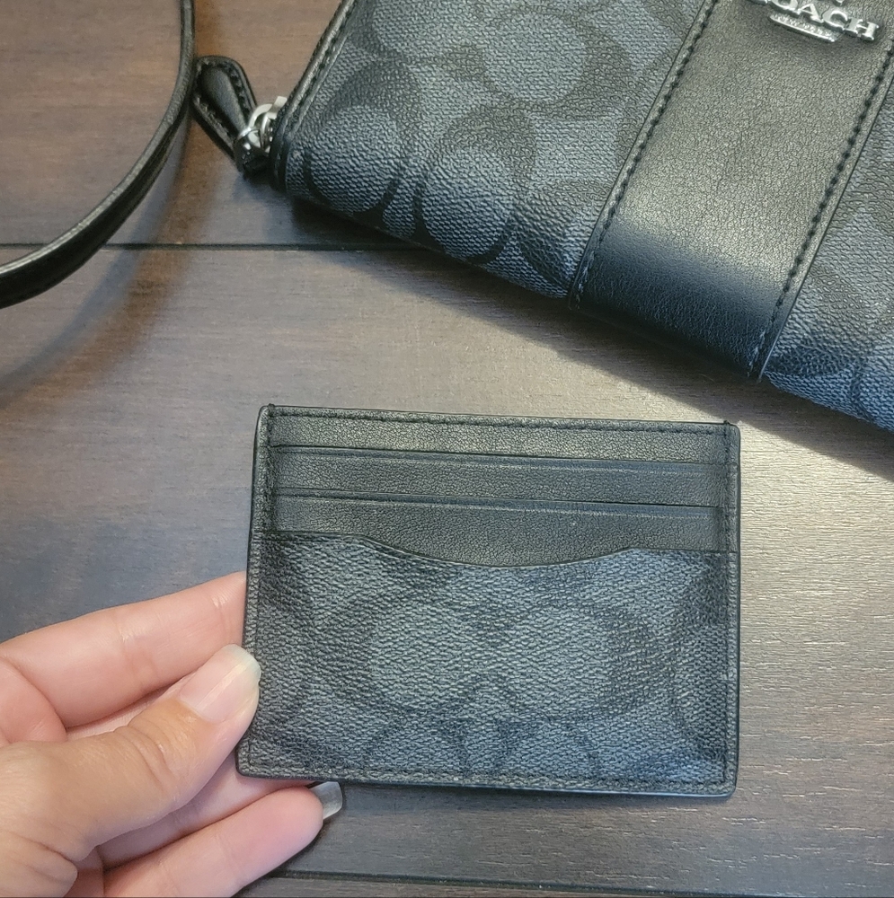 Coach Black Signature Crossbody Bag 3 Piece Set With Wallet And Card Holder - Picture 7 of 7